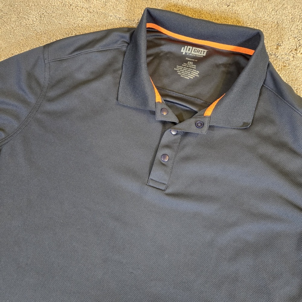 Duluth Trading Company 40 Grit Men's Navy‎ Blue Short Sleeve Polo Shirt Size 2XL